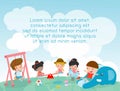 Children in the playground, Template for advertising brochure, kids at playground, kids time,your text ,Kids and frame,child and f