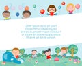 Children in the playground, Template for advertising brochure, kids at playground, your text ,Kids and frame,child and frame