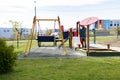 children playground the townhouse apartment yard, preschool recreation Royalty Free Stock Photo