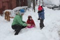 Children playing with adult