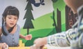 Children are playing with Air Hockey game Royalty Free Stock Photo