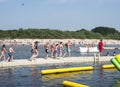 Children playing in aqua splash park