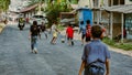 Children playing ball in the street