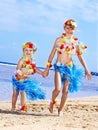 Children playing on beach.