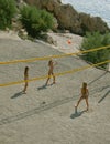 Children playing beach volleyball Royalty Free Stock Photo