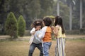 Children Playing Blindfold Game Outdoor In Park Royalty Free Stock Photo