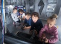 Children playing in bunker questroom Royalty Free Stock Photo