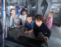 Children playing in bunker questroom Royalty Free Stock Photo