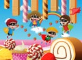 Children playing in candy land Royalty Free Stock Photo