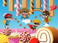 Children playing in candy land