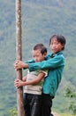 Children playing at the countryside in Hagiang, Vietnam Royalty Free Stock Photo