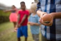 Children playing egg and spoon race Royalty Free Stock Photo