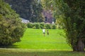 Children playing football in the famous Sempione park in milan Royalty Free Stock Photo
