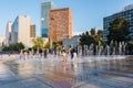 Children playing at the fountain show at the Monument to the Mexican Revolution