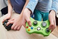 Children playing on games console Royalty Free Stock Photo