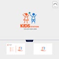 children playing group education logo template illustration