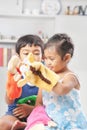 Children playing hand puppet Royalty Free Stock Photo