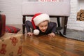 children playing hide and seek christmas decorations Royalty Free Stock Photo