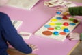 Children playing with homemade educational toys