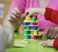 Children playing with homemade educational toys Royalty Free Stock Photo