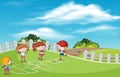 Children playing hop scotch at playground Royalty Free Stock Photo