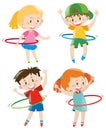 Children playing hula hoops Royalty Free Stock Photo