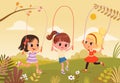 Children playing jumping rope in the Park Royalty Free Stock Photo
