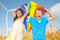 Children Playing Kite Happiness Cheerful Summer Concept Royalty Free Stock Photo