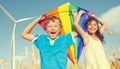 Children Playing Kite Happiness Cheerful Summer Concept Royalty Free Stock Photo