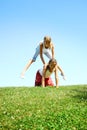 Children playing leapfrog Royalty Free Stock Photo