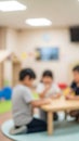 Children Playing and Learning in a Bright Classroom Environment Royalty Free Stock Photo