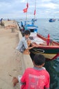 Children are playing in the Ly Son island of Vietnam