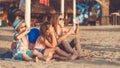 Children playing with mobile phones , making selfie Royalty Free Stock Photo