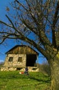 Children Playing Near Old House