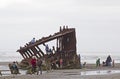 Children Playing On Old Shipwreck Royalty Free Stock Photo