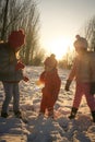 Winter season. Playing on snow. Royalty Free Stock Photo