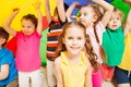 Children playing parachute during sports festival Royalty Free Stock Photo