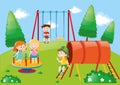 Children playing in playground at daytime Royalty Free Stock Photo