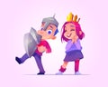 Children playing in princess and knight costumes Royalty Free Stock Photo