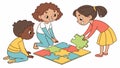 Children Playing Puzzle Pieces Vector, Teamwork and Learning, vector design Generative AI Royalty Free Stock Photo