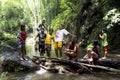 Children playing in a river