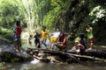 Children playing in a river