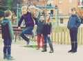 Children playing rubber band