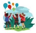 Children playing at school yard throwing balloon Royalty Free Stock Photo