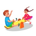 Children Playing On Seesaw Teeterboard Vector Illustration Royalty Free Stock Photo