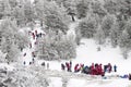 Children playing in the snow in Spain