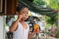 Children playing with soap bubbles, Boy with Bubbles Royalty Free Stock Photo