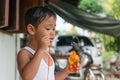 Children playing with soap bubbles, Boy with Bubbles Royalty Free Stock Photo