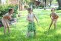 Children Playing in Sprinkler Royalty Free Stock Photo