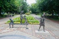 Little Girls Playing Statues at the Civil Rights Institute, Birmingham, Alabama Royalty Free Stock Photo